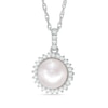 Thumbnail Image 1 of Vera Wang Love Collection Akoya Cultured Pearl and Diamond Accent Frame Pendant in 14K White Gold
