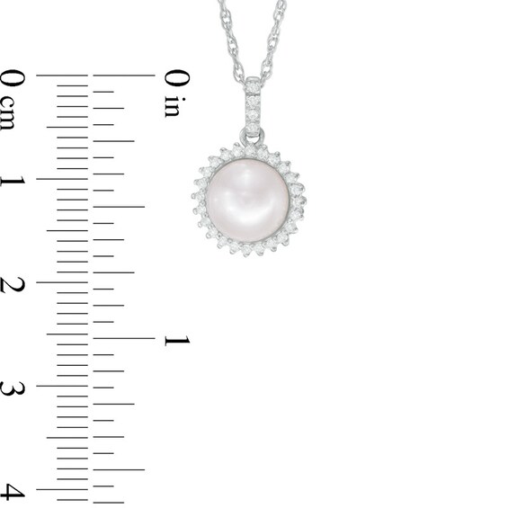 Vera Wang Love Collection Akoya Cultured Pearl and Diamond Accent Frame Pendant in 14K White Gold