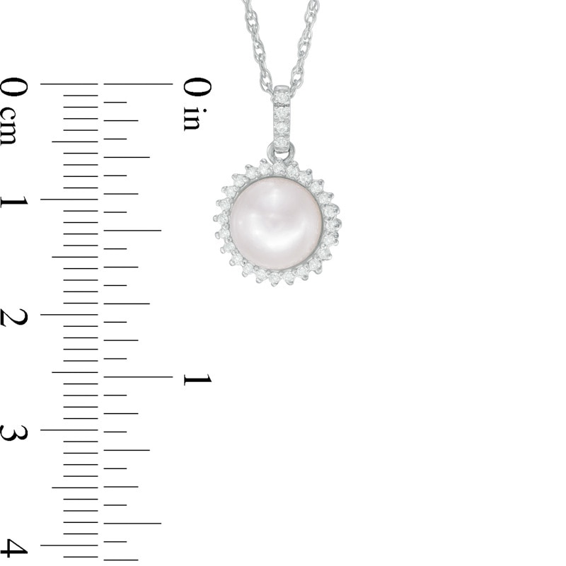 Main Image 2 of Vera Wang Love Collection Akoya Cultured Pearl and Diamond Accent Frame Pendant in 14K White Gold