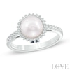 Thumbnail Image 1 of Vera Wang Love Collection Akoya Cultured Pearl and 1/8 CT. T.W. Diamond Frame Ring in 14K White Gold-Size 7