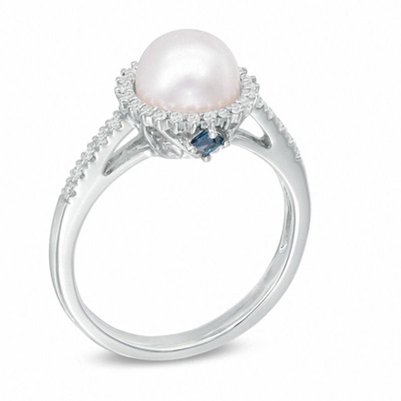 Vera Wang Love Collection Akoya Cultured Pearl and 1/8 CT. T.W.