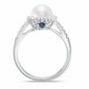 Thumbnail Image 2 of Vera Wang Love Collection Cultured Akoya Pearl and 1/8 CT. T.W. Diamond Frame Ring in 14K White Gold - Size 7