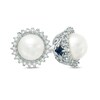 Thumbnail Image 1 of Vera Wang Love Collection Akoya Cultured Pearl and 1/8 CT. T.W. Diamond Frame Stud Earrings in 14K White Gold