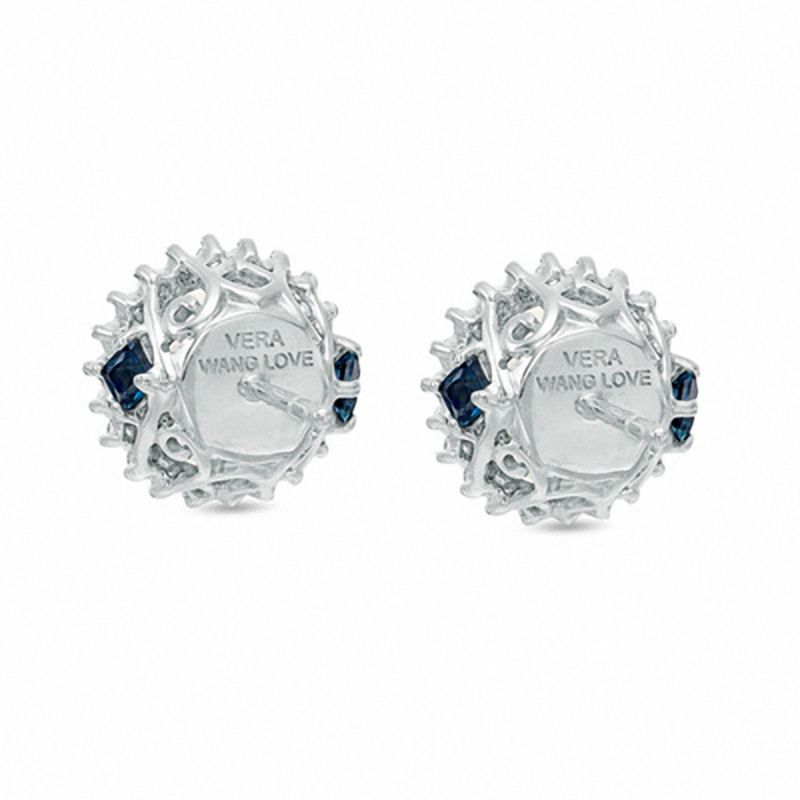 Vera Wang Love Collection Cultured Akoya Pearl and 1/8 CT. T.W. Diamond Frame Stud Earrings in 14K White Gold