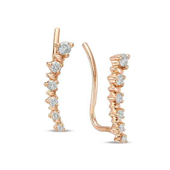 1/4 CT. T.w. Diamond Graduated Curved Crawler Earrings in 10K Rose Gold