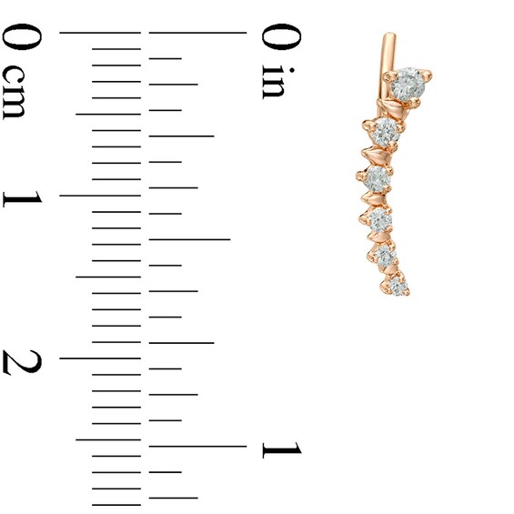 1/4 CT. T.w. Diamond Graduated Curved Crawler Earrings in 10K Rose Gold