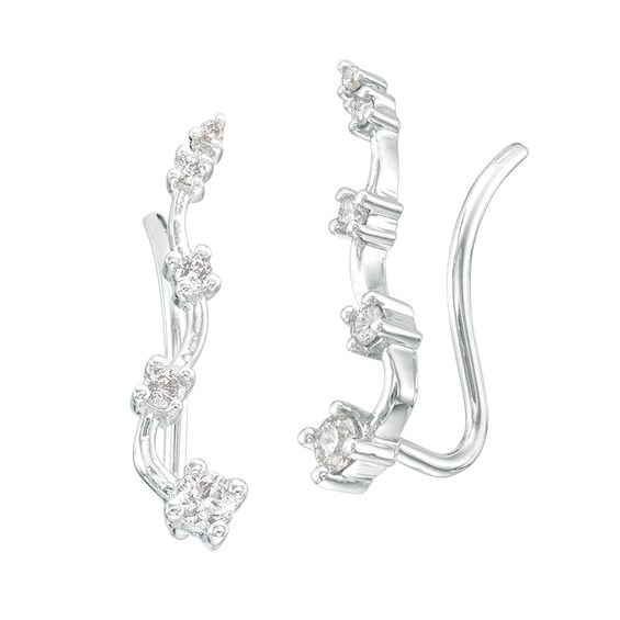 1/5 CT. T.w. Diamond Wavy Crawler Earrings in 10K White Gold