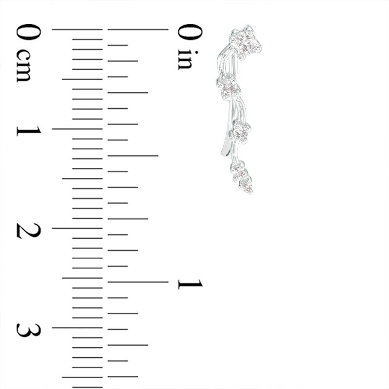 Main Image 2 of 1/5 CT. T.W. Diamond Wavy Crawler Earrings in 10K White Gold