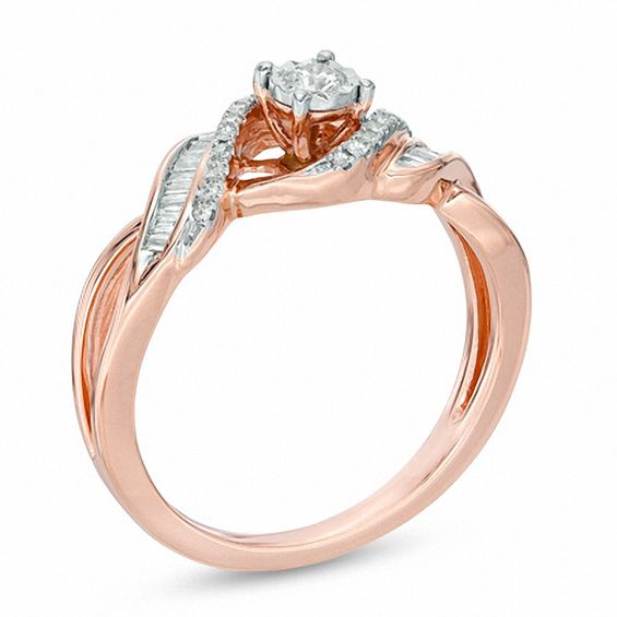 1/4 CT. T.w. Diamond Twist Bypass Ring in 10K Rose Gold