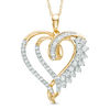 Thumbnail Image 1 of 1/2 CT. T.W. Baguette and Round Diamond Double Heart Swirl Pendant in 10K Gold