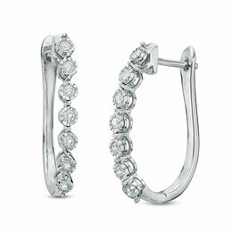 Hoops Earrings Zales T W Diamond Hoop Earrings In 10k White Gold