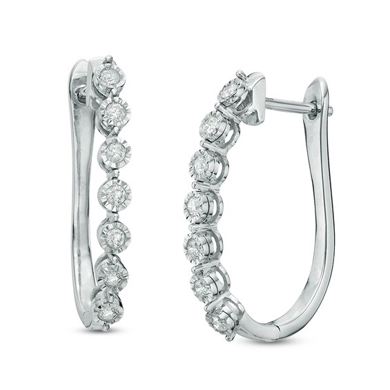 1/4 CT. T.w. Diamond Miracle Hoop Earrings in 10K White Gold