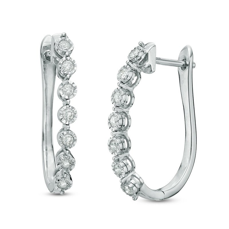 Main Image 1 of 1/4 CT. T.W. Diamond Miracle Hoop Earrings in 10K White Gold