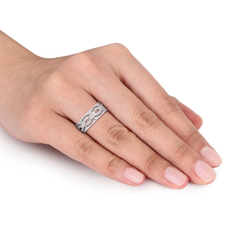 Main Image 3 of 0.095 CT. T.W. Diamond Vintage-Style Infinity Band in Sterling Silver
