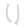 Thumbnail Image 0 of Lab-Created White Sapphire Curved Bar Crawler Earrings in Sterling Silver