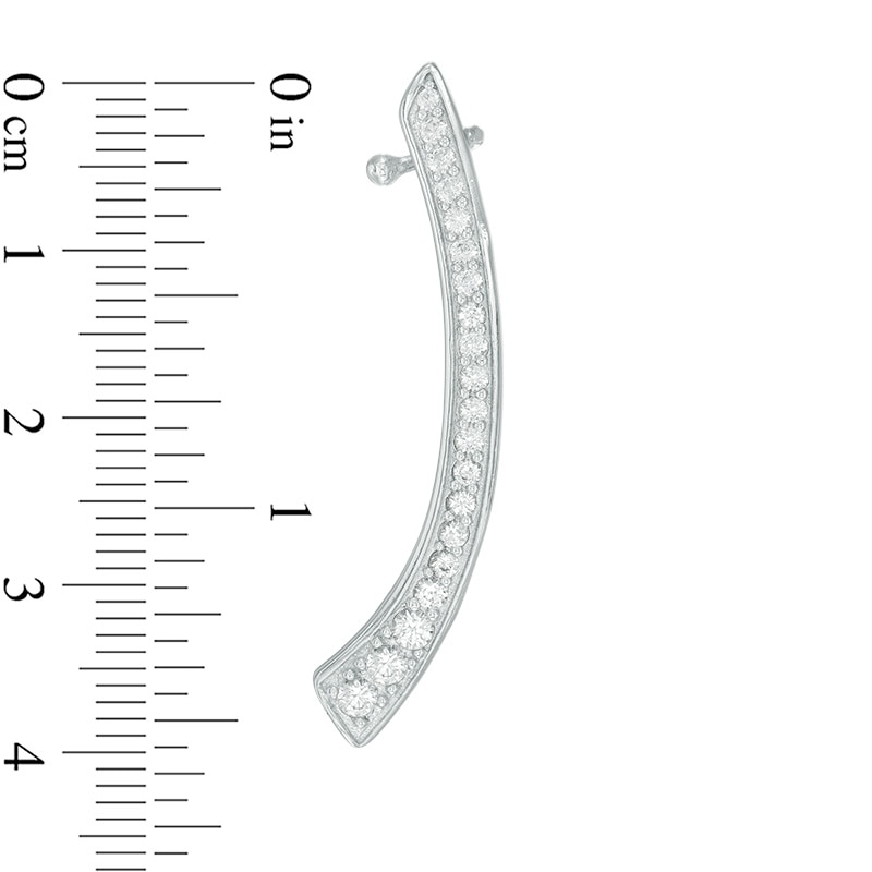 Lab-Created White Sapphire Curved Bar Crawler Earrings in Sterling Silver