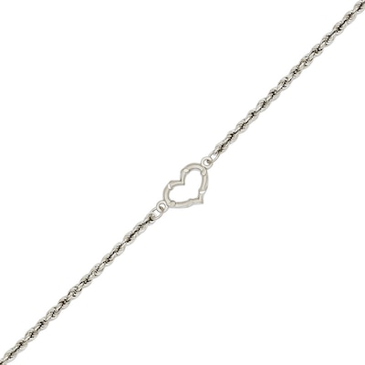 14k White Gold Double Strand Heart Anklet Best Quality Free Gift Box 