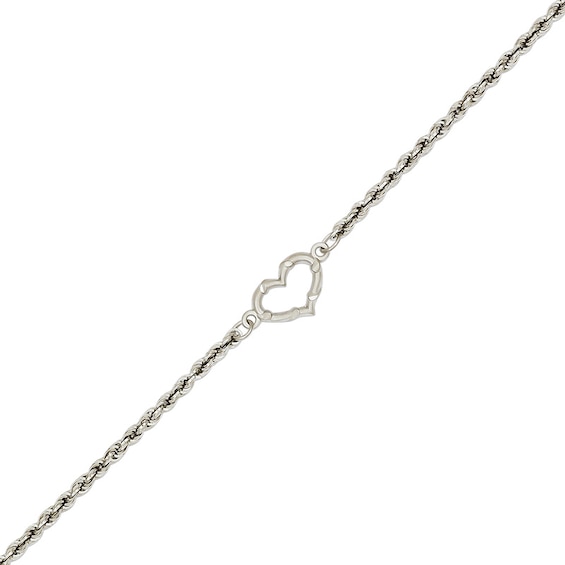 DiamondCut Heart Anklet in 14K White Gold 10" Zales
