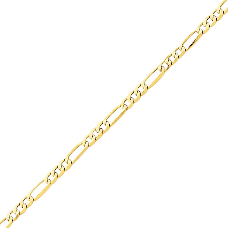 Polished Figaro Link Anklet in 14K Gold - 10"