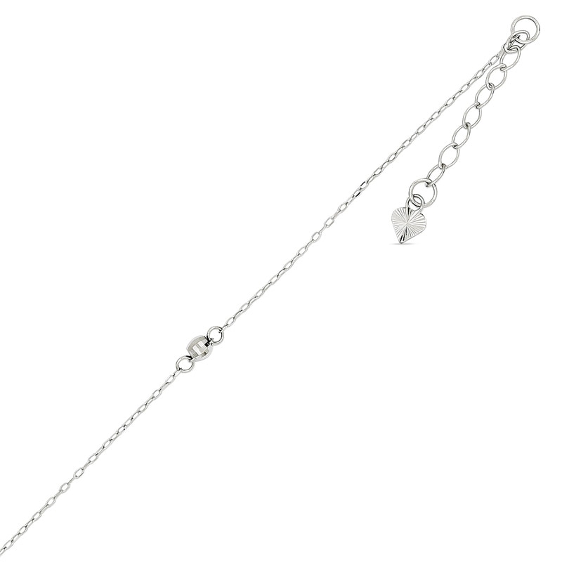 Diamond-Cut Mirror Bead Anklet in 14K White Gold - 10"