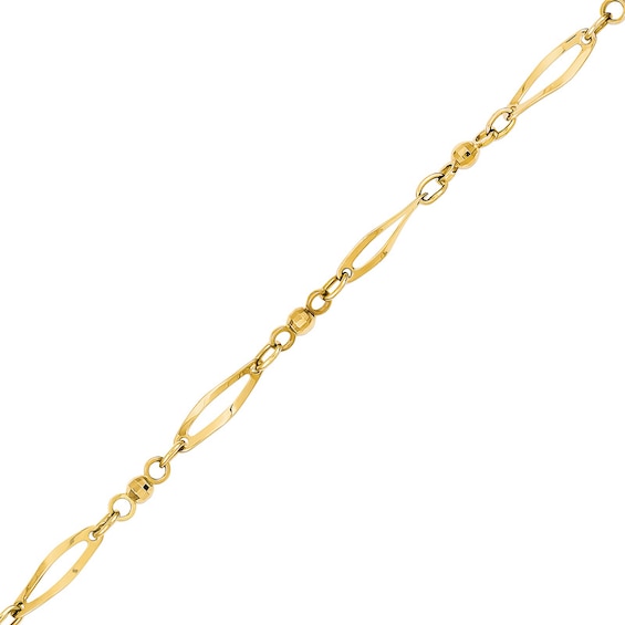 Diamond-Cut Marquise Link Anklet in 14K Gold - 9.0"