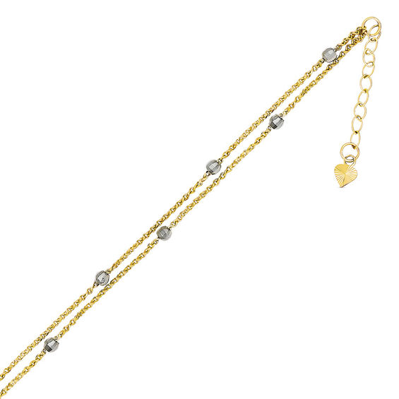 Double Strand Bead Anklet in 14K TwoTone Gold 10" Zales