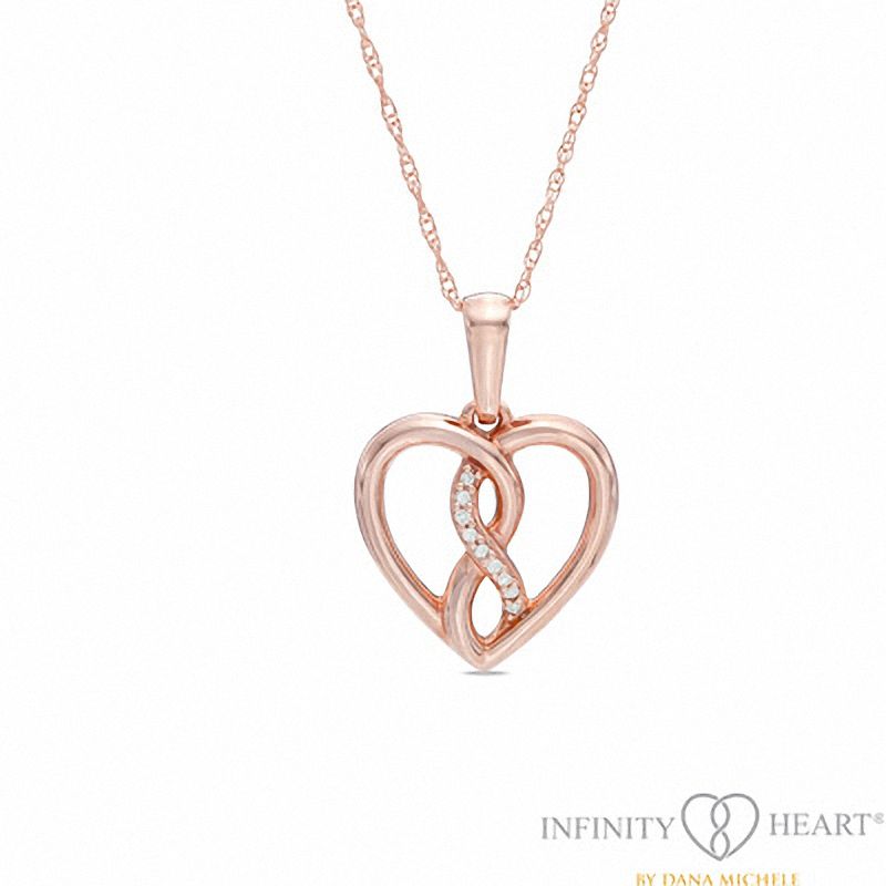 Main Image 1 of Infinity Heart® by Dana Michele Diamond Accent Pendant in 10K Rose Gold