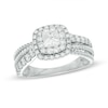 Thumbnail Image 0 of 1 CT. T.W. Princess-Cut Diamond Layered Frame Rope Bridal Set in 14K White Gold