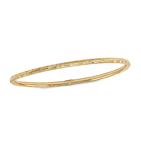 3.0mm Diamond-Cut Slip-On Bangle in 14K Gold - 8.0"
