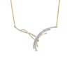 Thumbnail Image 1 of 1/4 CT. T.W. Diamond Crossover Ribbon Curved Bar Necklace in 10K Gold - 15.25"