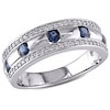 Thumbnail Image 0 of Men's Blue Sapphire and 1/4 CT. T.W. Diamond Triple Row Wedding Band in 10K White Gold