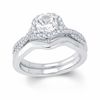 Thumbnail Image 0 of 6.0mm Lab-Created White Sapphire Frame Bridal Set in Sterling Silver