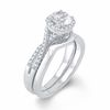 Thumbnail Image 1 of 6.0mm Lab-Created White Sapphire Frame Bridal Set in Sterling Silver