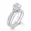 Thumbnail Image 2 of 6.0mm Lab-Created White Sapphire Frame Bridal Set in Sterling Silver