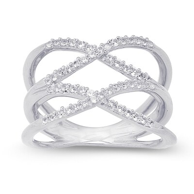 Maayra Silver Criss Cross Ring Adjustable Contemporary Party Ring 