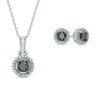 Thumbnail Image 1 of 3/4 CT. T.W. Enhanced Black and White Diamond Frame Pendant and Earrings Set in 10K White Gold