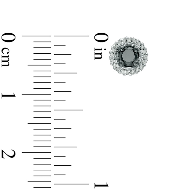 Main Image 3 of 3/4 CT. T.W. Enhanced Black and White Diamond Frame Pendant and Earrings Set in 10K White Gold