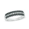 Thumbnail Image 1 of 3/4 CT. T.W. Enhanced Black and White Diamond Three Row Anniversary Band in 10K White Gold