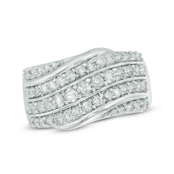 1 CT. T.w. Diamond Slant Anniversary Band in 10K White Gold