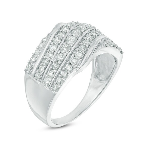 1 CT. T.w. Diamond Slant Anniversary Band in 10K White Gold