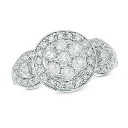 1 CT. T.W. Multi-Diamond Frame Engagement Ring in 10K White Gold