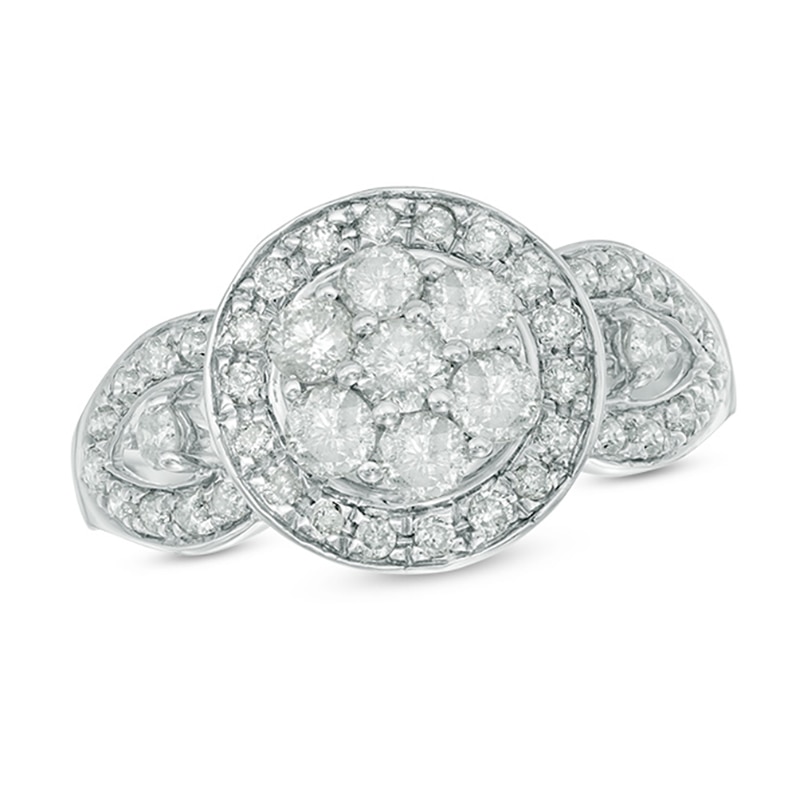 Main Image 1 of 1 CT. T.W. Multi-Diamond Frame Engagement Ring in 10K White Gold