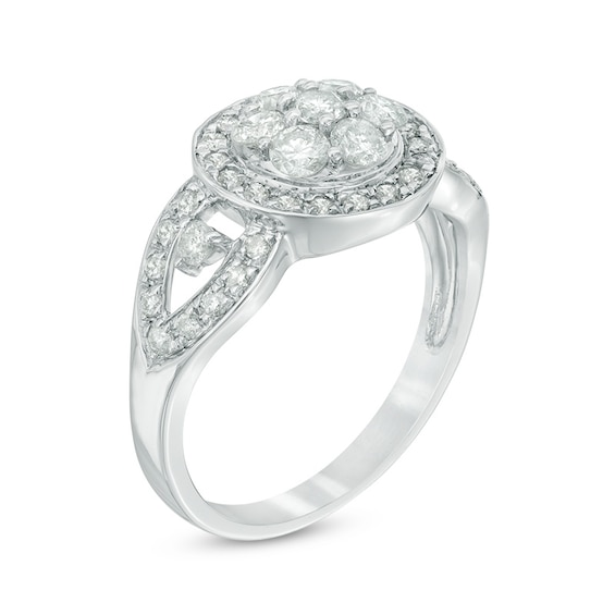 1 CT. T.w. Multi-Diamond Frame Engagement Ring in 10K White Gold