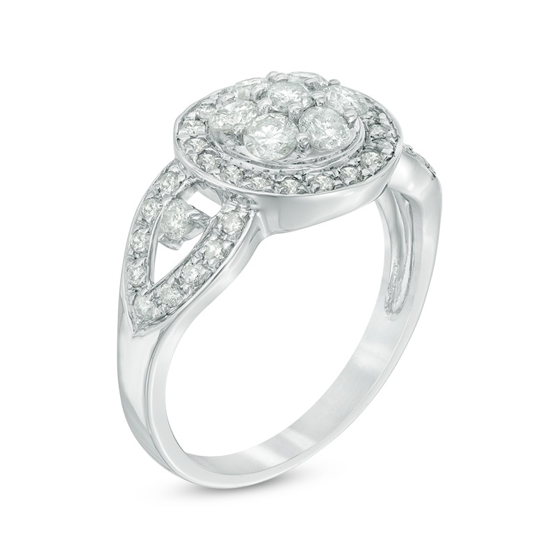 Main Image 2 of 1 CT. T.W. Multi-Diamond Frame Engagement Ring in 10K White Gold