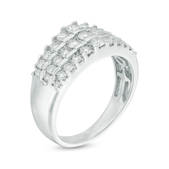 1 CT. T.w. Diamond Three Row Tiered Band in 14K White Gold