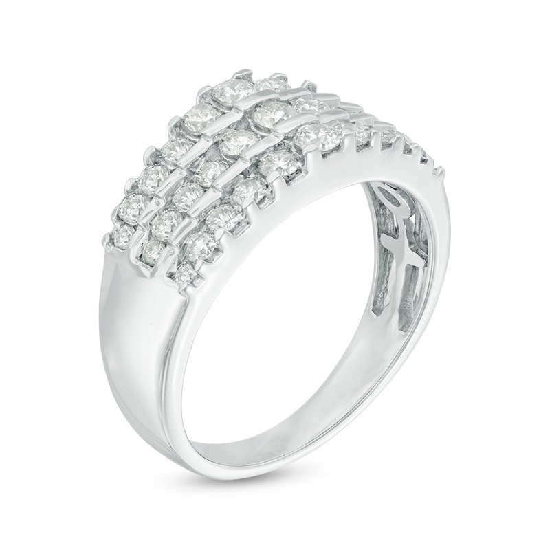 1 CT. T.W. Diamond Three Row Tiered Band in 14K White Gold