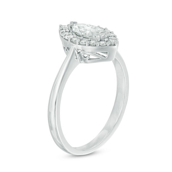3/4 CT. T.w. Marquise Diamond Frame Engagement Ring in 10K White Gold