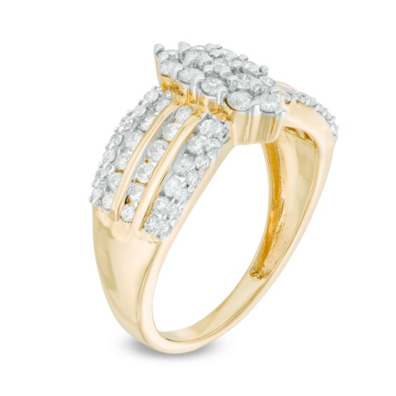 1 CT. T.w. Marquise-Shaped Multi-Diamond Multi-Row Engagement Ring in 14K Gold