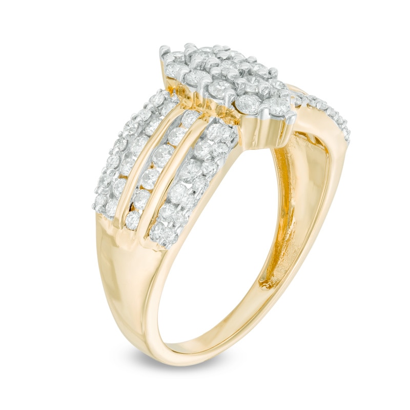 1 CT. T.W. Marquise-Shaped Multi-Diamond Multi-Row Engagement Ring in 14K Gold