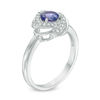 Thumbnail Image 2 of 5.0mm Tanzanite and Lab-Created White Sapphire Orbit Frame Ring in Sterling Silver